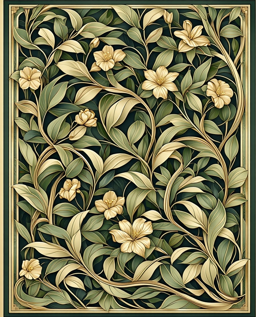 Art Nouveau Floral Vine Pattern Rug