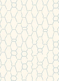 Creamy White Blue Hexagonal Lattice Rug