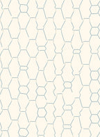 Creamy White Blue Hexagonal Lattice Rug