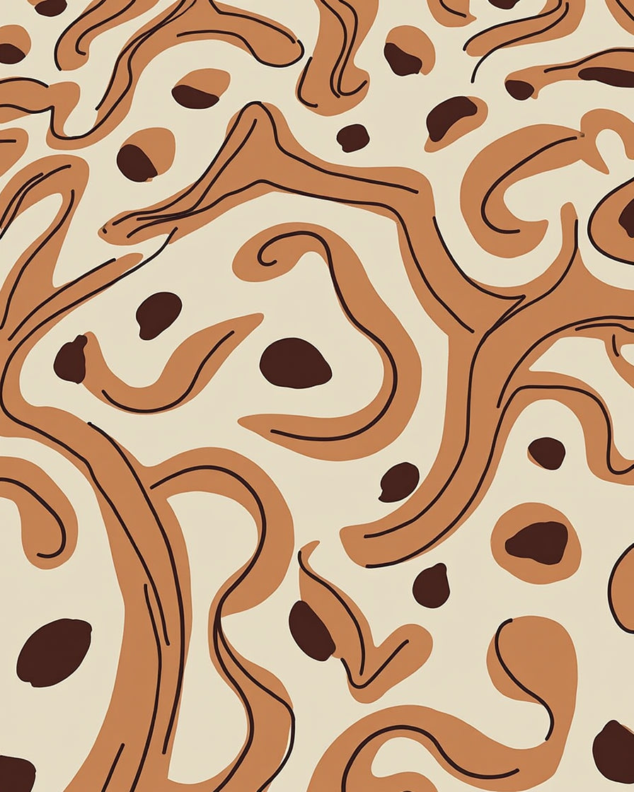 Abstract Organic Earthy Swirls Rug