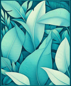 Tropical Leaf Patterned Teal Rug