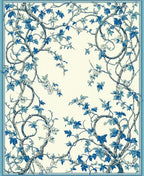 Blue Floral Vine Decorative Rug