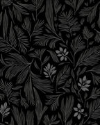 Dark Gray Leafy Pattern Rug