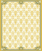 Golden Floral Damask Pattern Rug