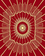 Crimson Sunburst Floral Mandala Rug