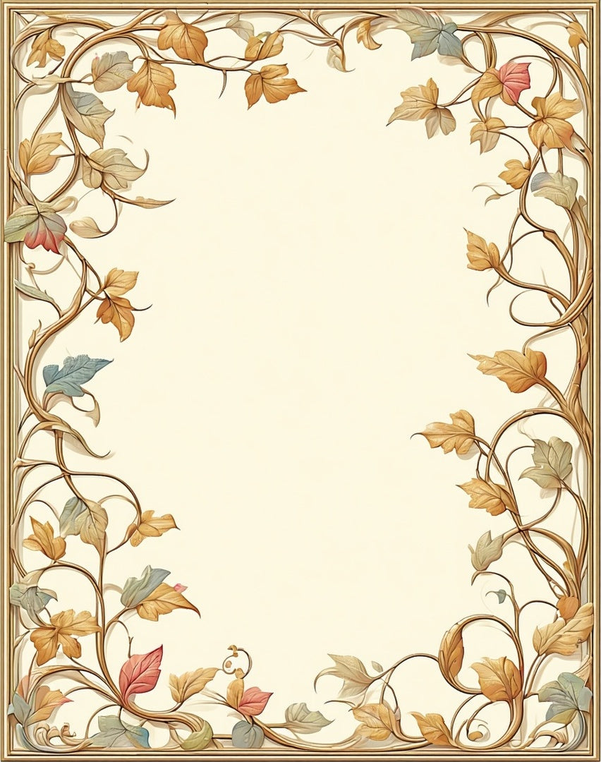 Art Nouveau Vine Leaf Pattern Rug