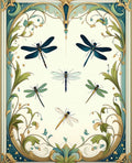 Dragonfly In Frame Floral Motif Design Rug