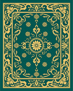 Emerald Gold Floral Medallion Rug