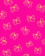 Bright Pink Butterfly Patterned Drawing Rug