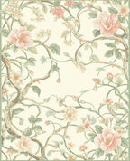 Delicate Pink Floral Vine Pattern Rug