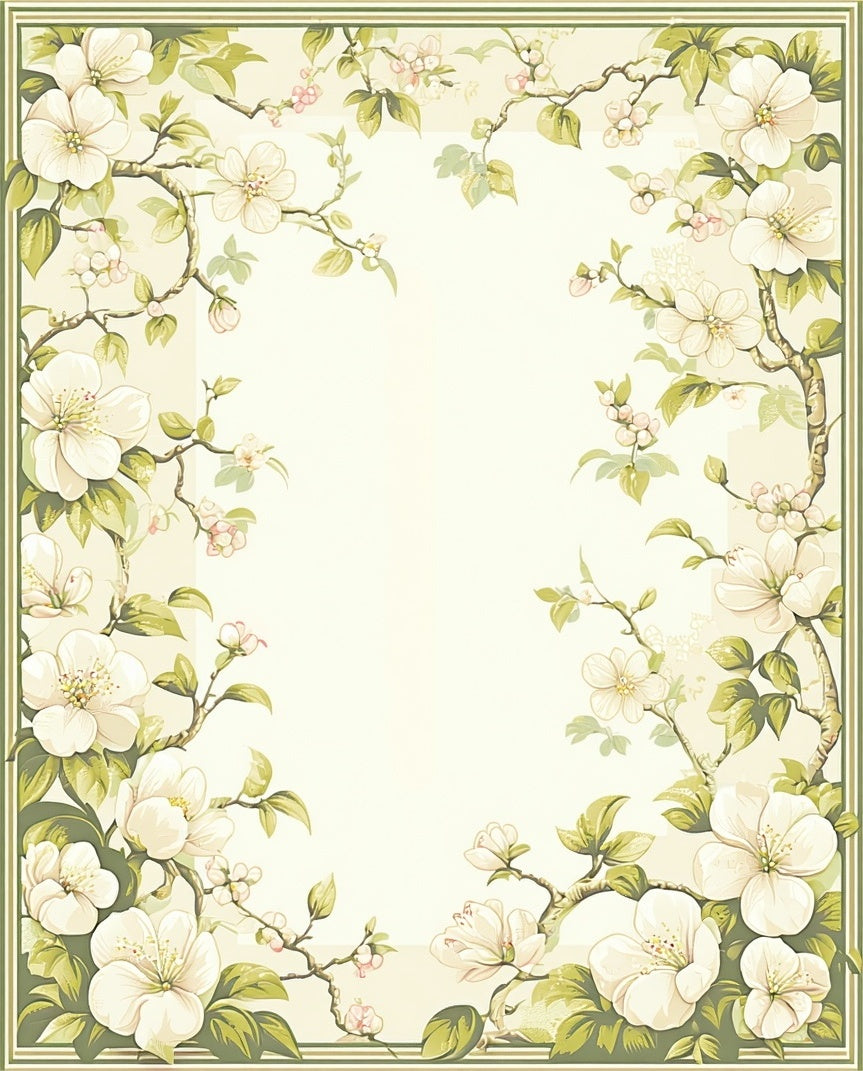 Elegant Floral Branches In Blossom Design Rug