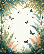 Whimsical Butterflies Fern Forest Design Rug