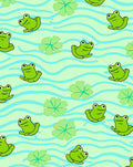 Playful Frogs Water Lily Pattern Rug