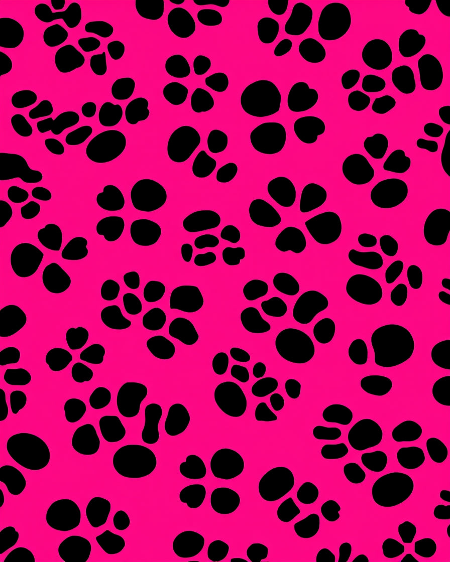 Bold Pink Paw Print Pattern Rug