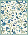Blue Floral Vine Pattern Rug