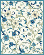 Blue Floral Vine Pattern Rug