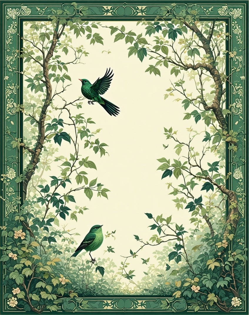 Whimsical Woodland Birds Branches Rug