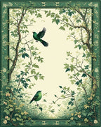 Whimsical Woodland Birds Branches Rug