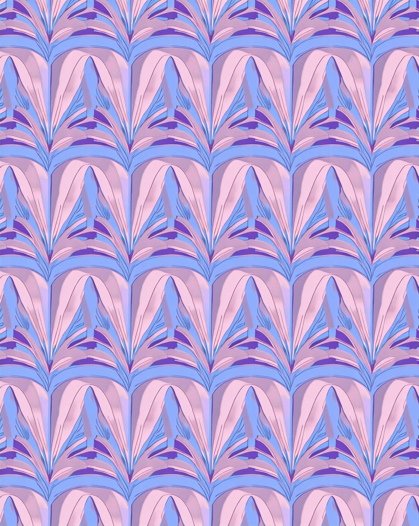 Art Deco Fan Pattern Pink Purple Rug