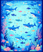 Pixelated Shark Reef Adventure Rug