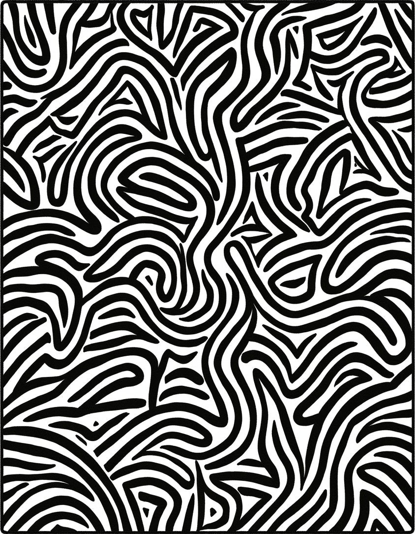Abstract Black White Swirl Pattern Rug
