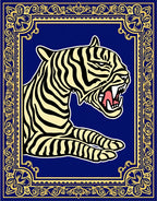 Bold Tiger With Gold Ornate Frame Rug