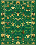 Green Nature Insect Floral Pattern Rug
