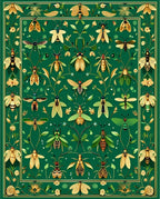 Green Nature Insect Floral Pattern Rug
