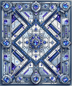 Intricate Blue Geometric Crystal Medallion Rug