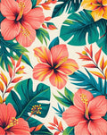 Tropical Hibiscus Leaf Floral Pattern Rug