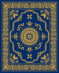 Ornate Golden Sunburst Mandala Rug