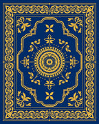 Ornate Golden Sunburst Mandala Rug