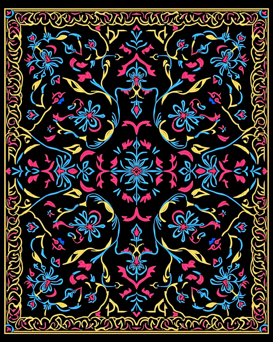 Vivid Floral Vine Intricate Design Rug