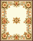 Ornate Floral Border With Center Medallion Rug