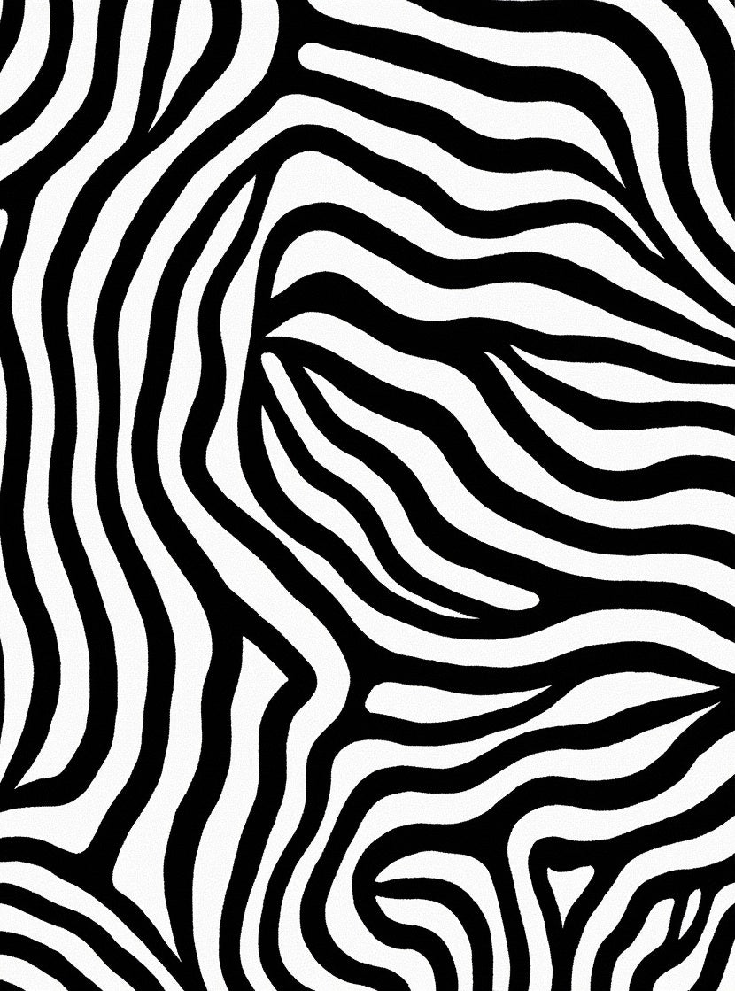 Bold Black White Wavy Pattern Rug