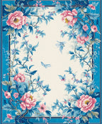 Chinoiserie Floral Butterfly Design Rug