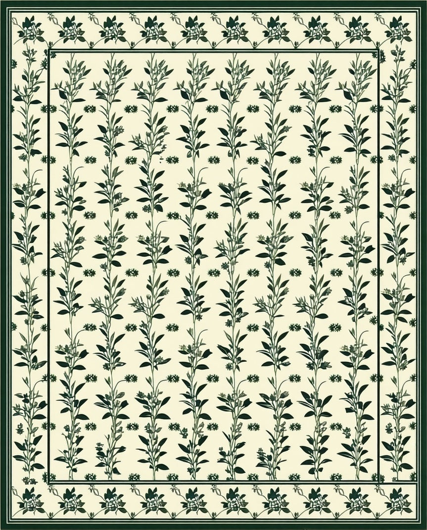 Botanical Vine Scroll Pattern Rug