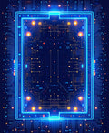 Teal And Orange Circuit Board Pattern Rug