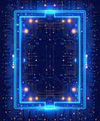 Teal And Orange Circuit Board Pattern Rug