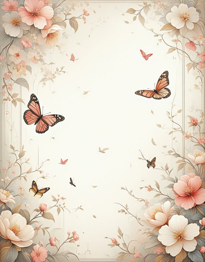 Floral Butterflies Delicate Pattern Rug