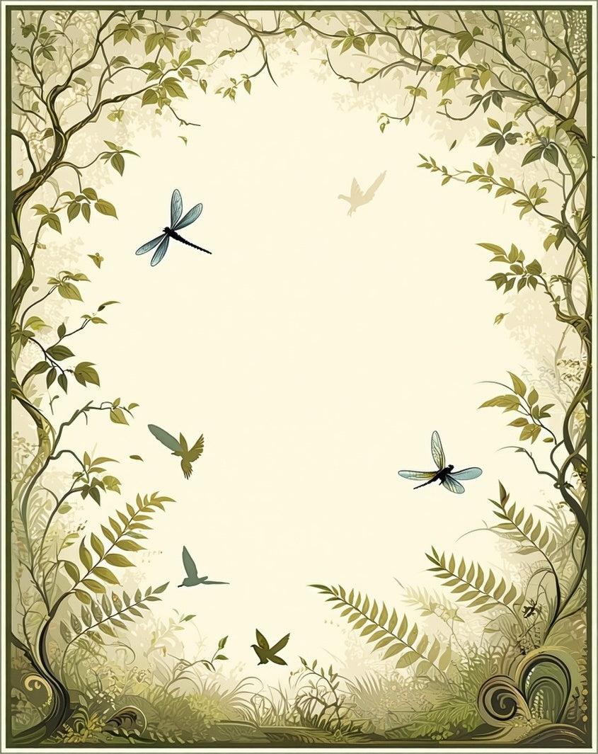 Enchanted Forest Dragonfly and Birds Design Rug