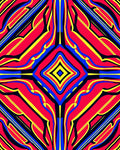 Vivid Red Blue Yellow Geometric Symmetry Rug