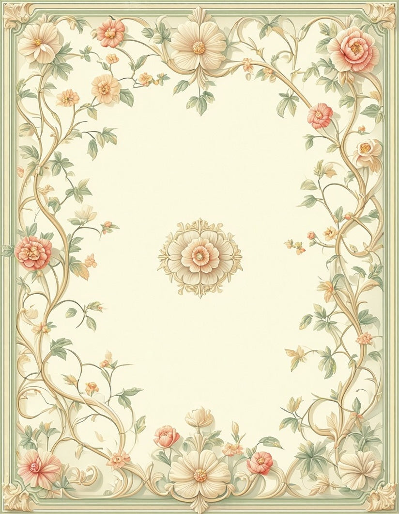 Floral Vine With Center Medallion Rug