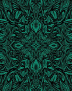 Emerald Black Abstract Swirl Pattern Rug