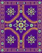 Purple Floral Medallion Pattern Rug