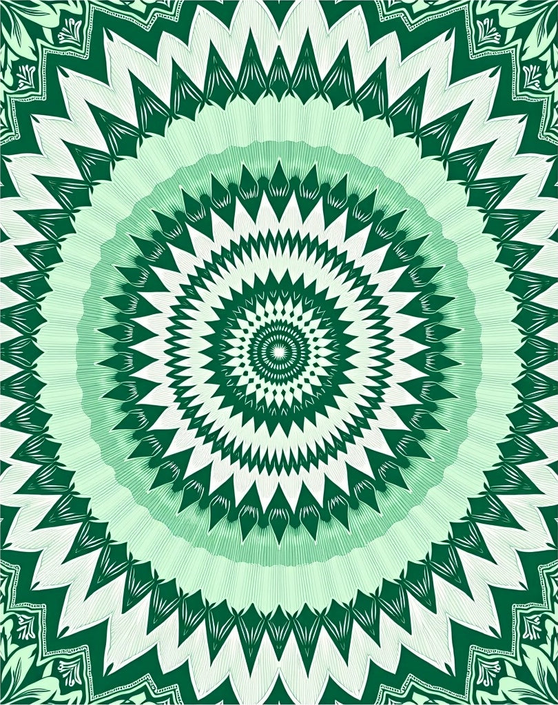 Emerald Green Radial Mandala Rug