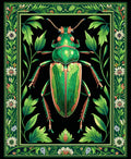 Green Beetle Floral Enclosure Rug