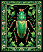 Green Beetle Floral Enclosure Rug