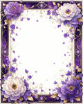 Rich Purple Gold Floral Border Rug