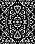 Black White Floral Damask Pattern Rug